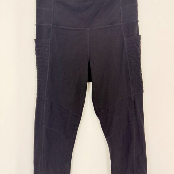 ATHLETA Stash Pocket Moto Tight S Powervita Black Stretch Yoga Gym EUC B6 - Picture 5 of 6